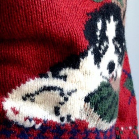 The Woolrich Women’s Springer Spaniel Puppy With Boot 100% Wool Vintage Sweater - Picture 14 of 16